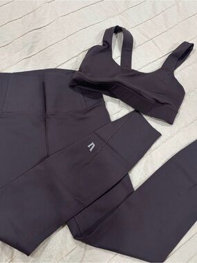 Vuori Dark Plum High-Rise Leggings with Support Bra